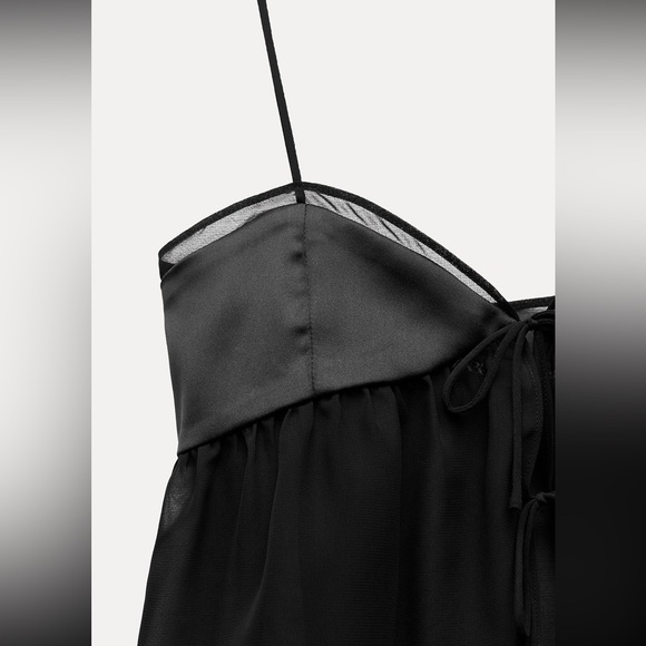 Black NWT XS Zara babydoll camisole tank top - Picture 3 of 3
